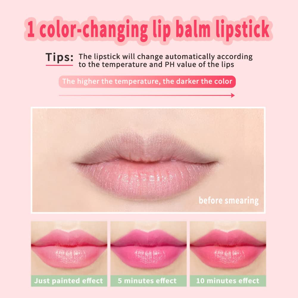Aloe Vera Lipstick, Magic Temperature PH Color Changing Moisturizing Lipstick, Tinted Lip Balm, Lip Tint, Lip Makeup, Lip Balm, Natural Lasting Moisturizing Lipstick for Women (2PCS, Large)