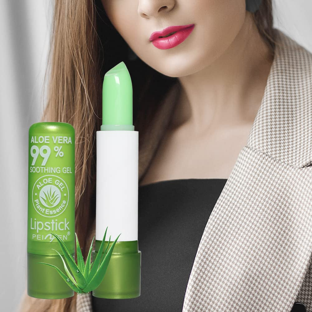 Aloe Vera Lipstick, Magic Temperature PH Color Changing Moisturizing Lipstick, Tinted Lip Balm, Lip Tint, Lip Makeup, Lip Balm, Natural Lasting Moisturizing Lipstick for Women (2PCS, Large)