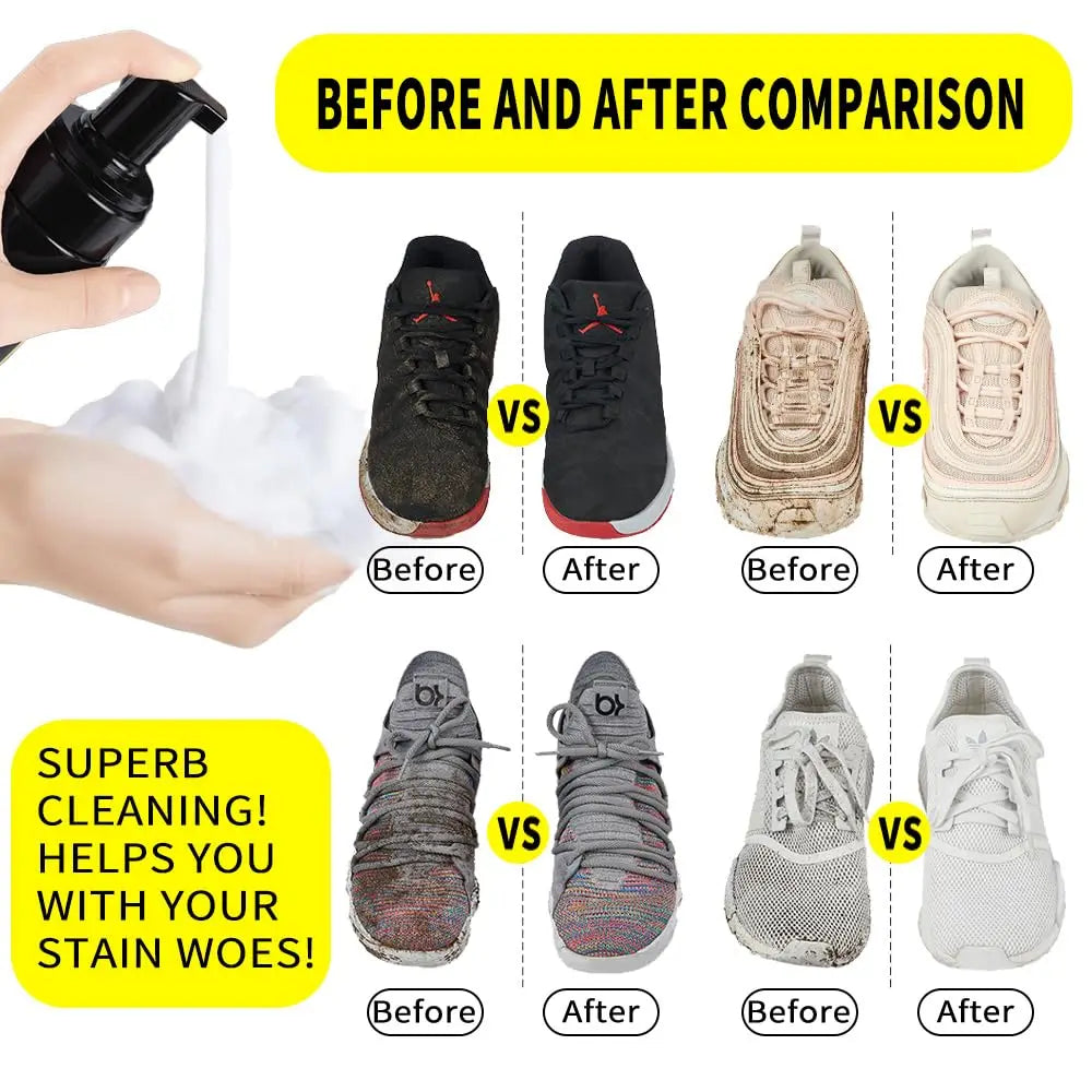 Shoe Cleaner Kit for Sneaker, Water-Free Foam Sneaker Cleaner 5.3Oz with Shoe Brush and Shoe Cloth,Work on White Shoe,Suede,Boot