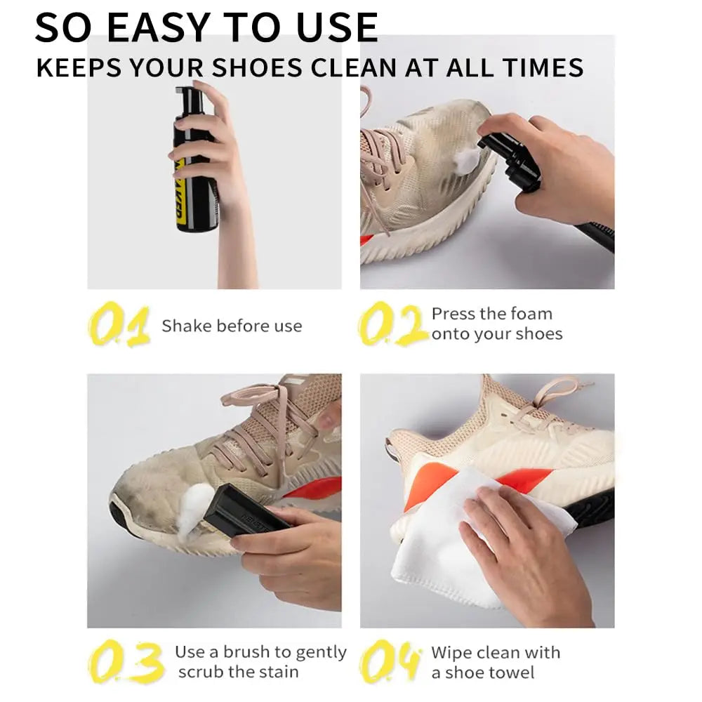 Shoe Cleaner Kit for Sneaker, Water-Free Foam Sneaker Cleaner 5.3Oz with Shoe Brush and Shoe Cloth,Work on White Shoe,Suede,Boot