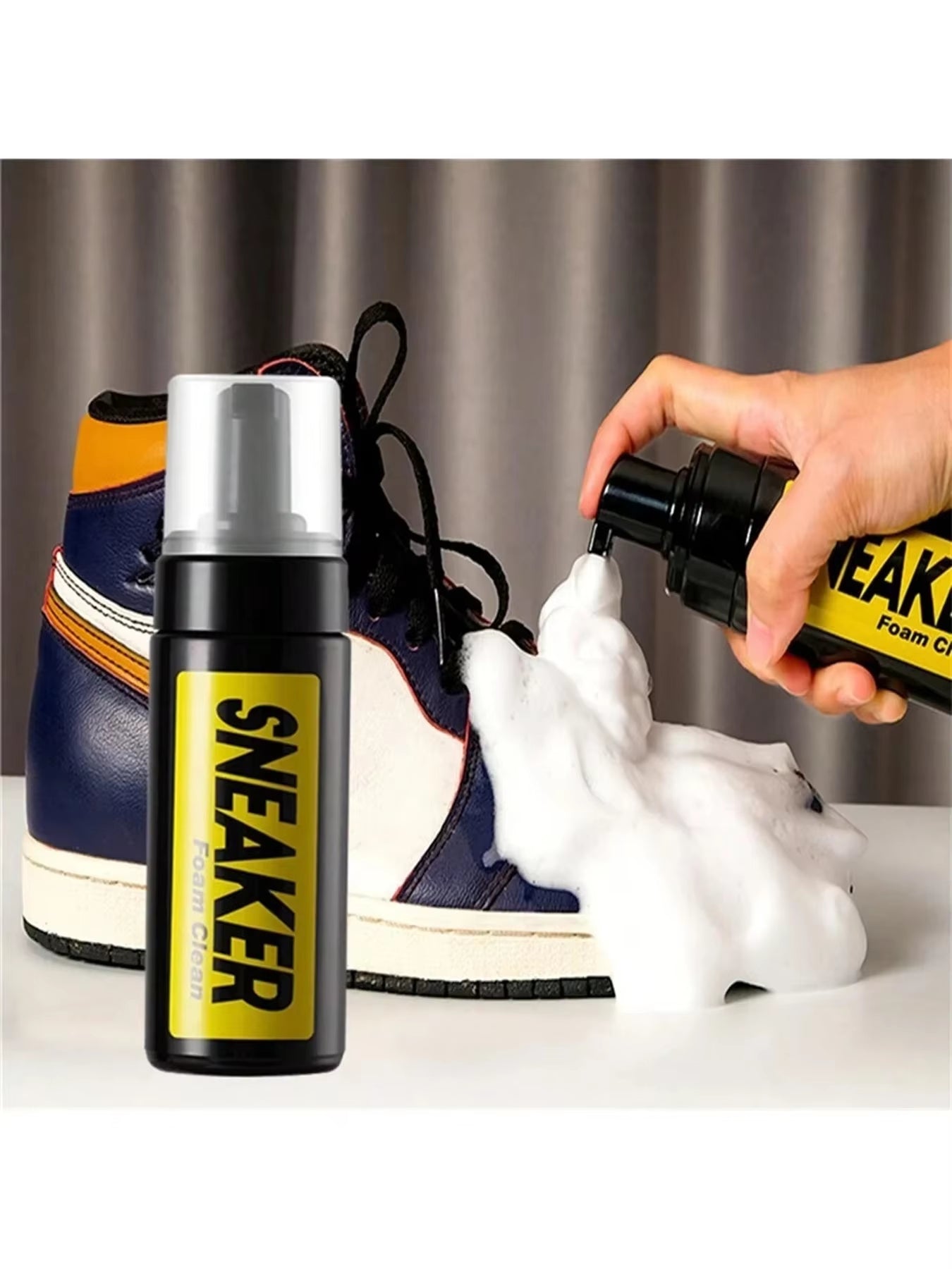 Shoe Cleaner Care Kit with 2 Brush, 5.3Oz Cleaning Agent and 1 Towel for Leather Knit Canvas PU Fabric Sneakers Tennis Shoes