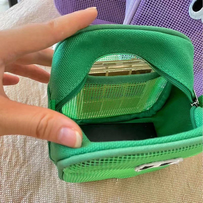 New Candy Color Mesh Cosmetic Bag Cute Big Eyes Make up Case Kawaii Makeup Pouch Makeup Case Portable Toiletry Storage Bag