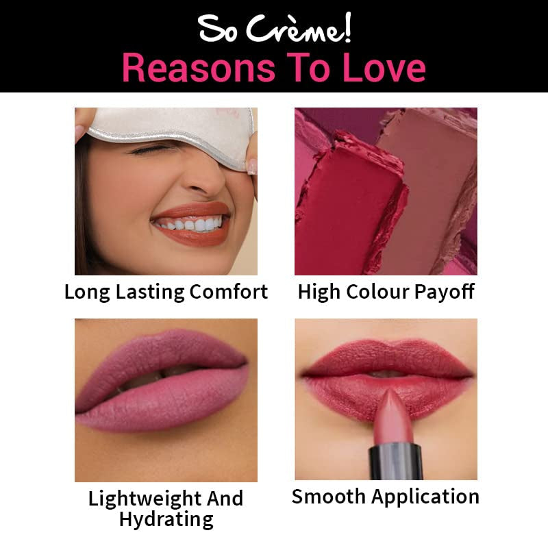 Cosmetics so Creme Creamy Matte Lipstick - Long-Lasting Lip Color for Women - Weightless Lipstick with Velvety Texture - It'S a Date - 0.1 Oz