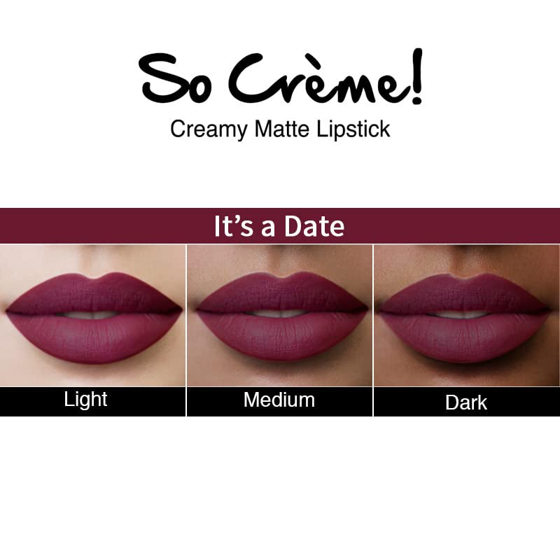 Cosmetics so Creme Creamy Matte Lipstick - Long-Lasting Lip Color for Women - Weightless Lipstick with Velvety Texture - It'S a Date - 0.1 Oz