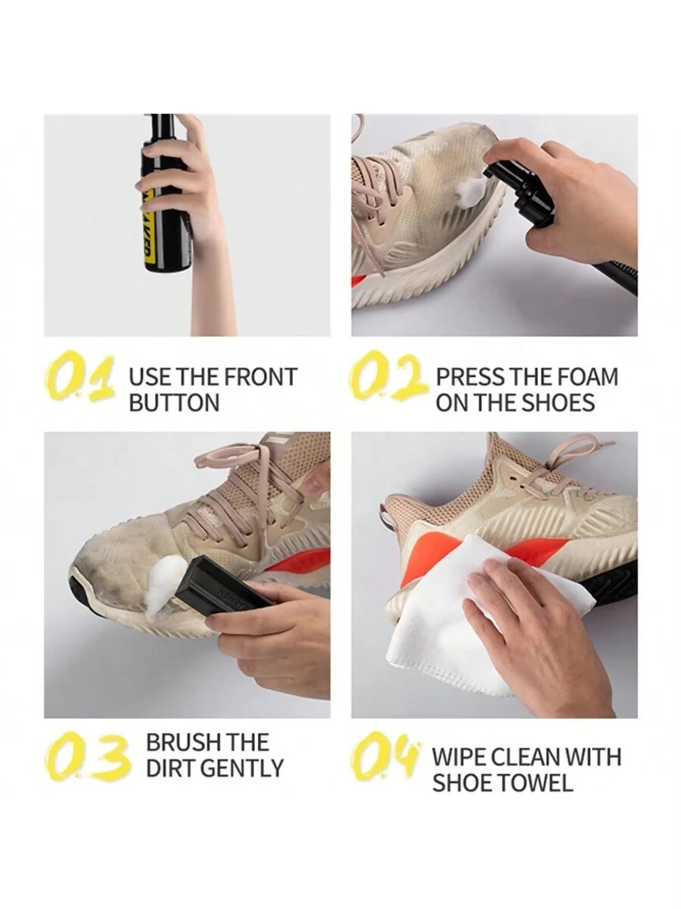 Shoe Cleaner Care Kit with 2 Brush, 5.3Oz Cleaning Agent and 1 Towel for Leather Knit Canvas PU Fabric Sneakers Tennis Shoes