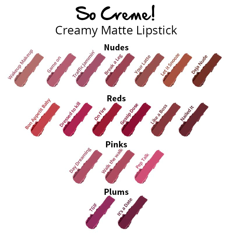 Cosmetics so Creme Creamy Matte Lipstick - Long-Lasting Lip Color for Women - Weightless Lipstick with Velvety Texture - It'S a Date - 0.1 Oz